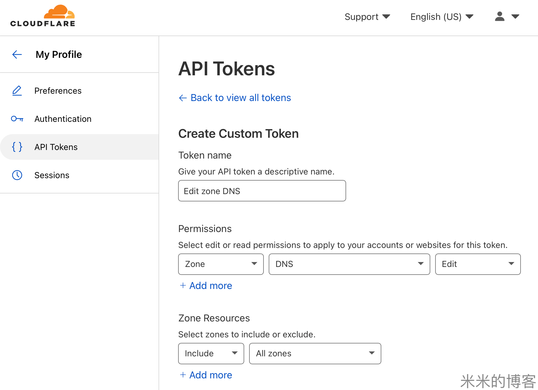 创建Cloudflare的API令牌