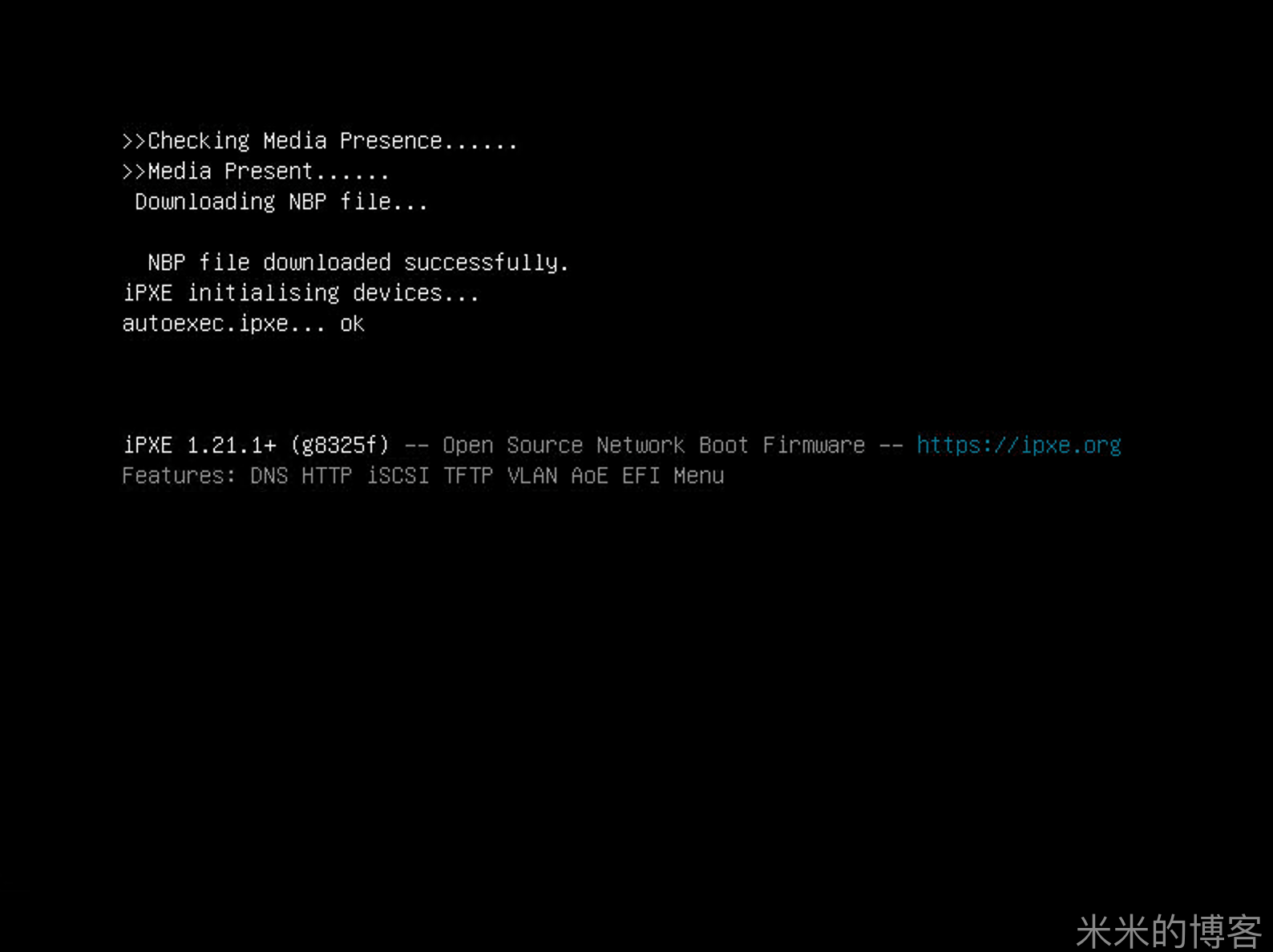 PXE 启动成功截图